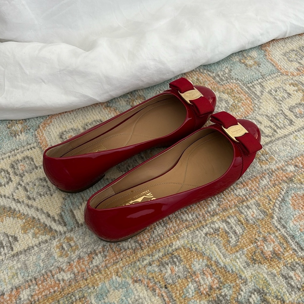 Varina Patent Leather Bow Ballerina Flats